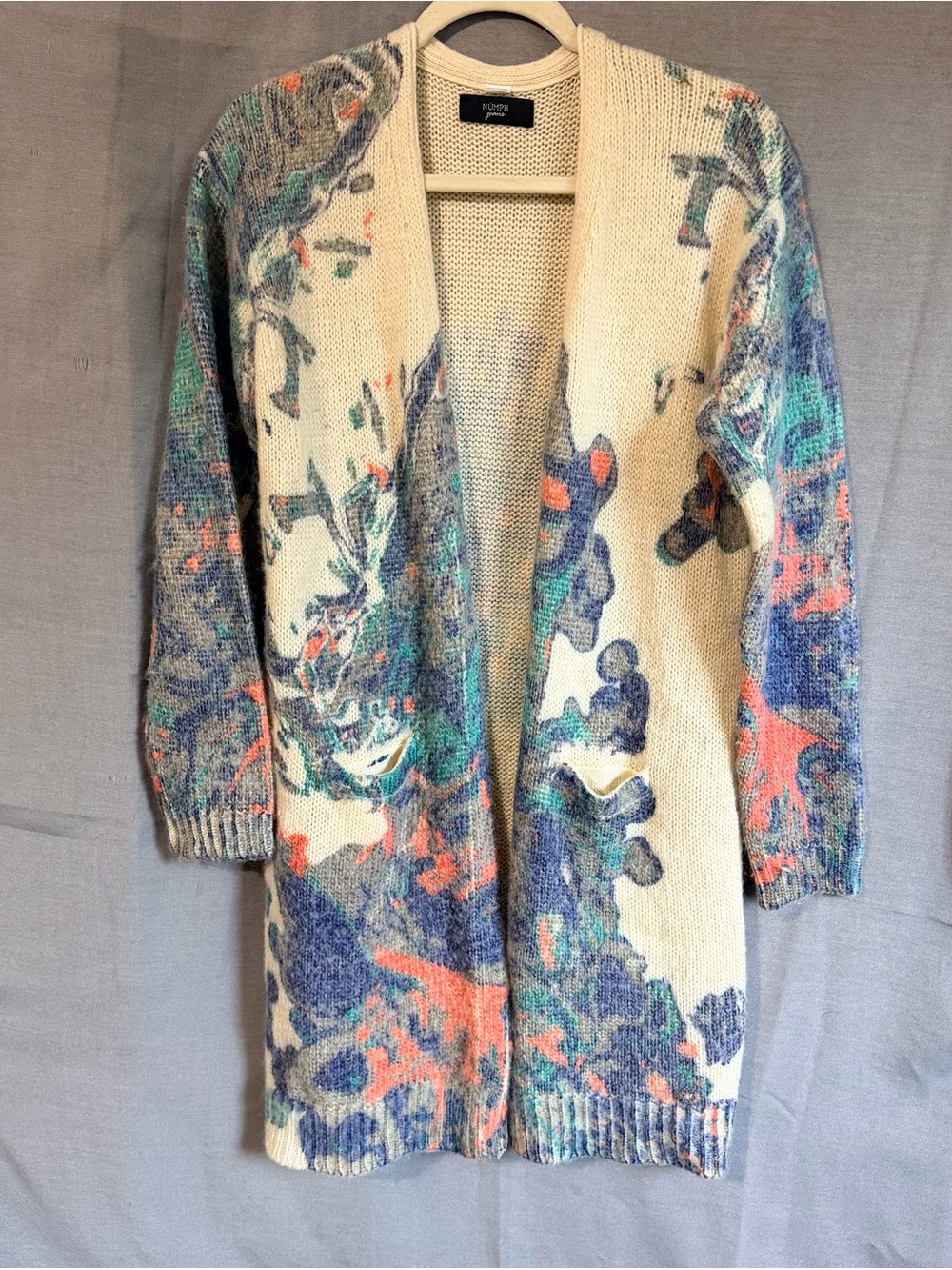 Numph jeans Floral Print Cardigan Sweater with buttons size m